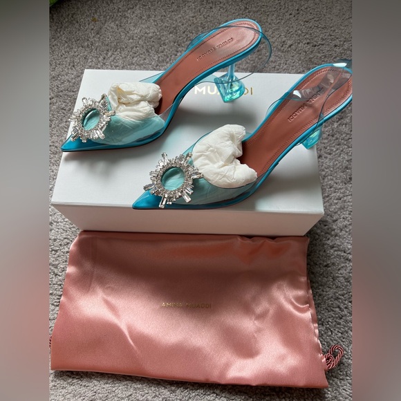 Amina Muaddi Begum Glass Point Toe Slingback Pump - Picture 9 of 12